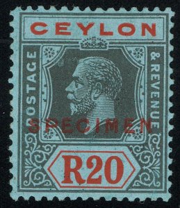 [mag325] Ceylon 1912 20R Black & red-Blue SG#319 Very Fine MLH **SPECIMEN**