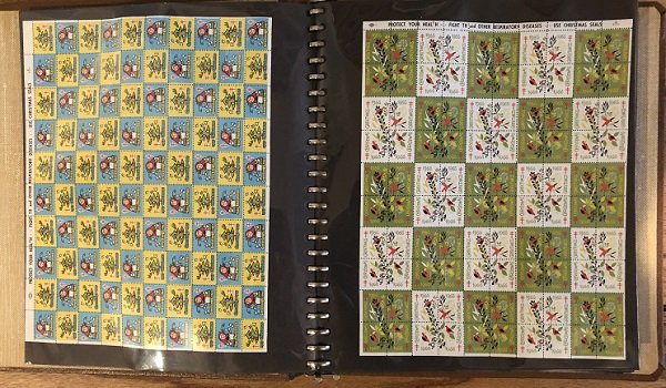 38 Different MNH Christmas Seal Sheets in album - See all scans - Free Ship