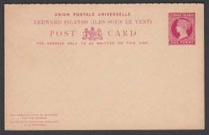 LEEWARD IS QV 1d postcard with reply card attached unused...................T282