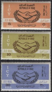 Iraq C9-C11 (mh full set of 3) Int’l Cooperation Year (1965)