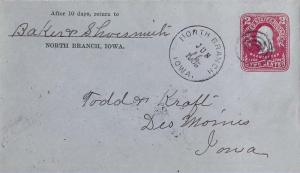 United States Iowa North Branch 1905 target  1874-1909  Postal Stationery Env...