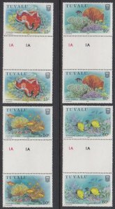 Tuvalu 465-8 Marine Life gutter pairs mnh