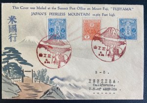 1934 Japan Karl Lewis Hand Painted Cover to Ventura Ca Usa Mount Fuji Fujiyama