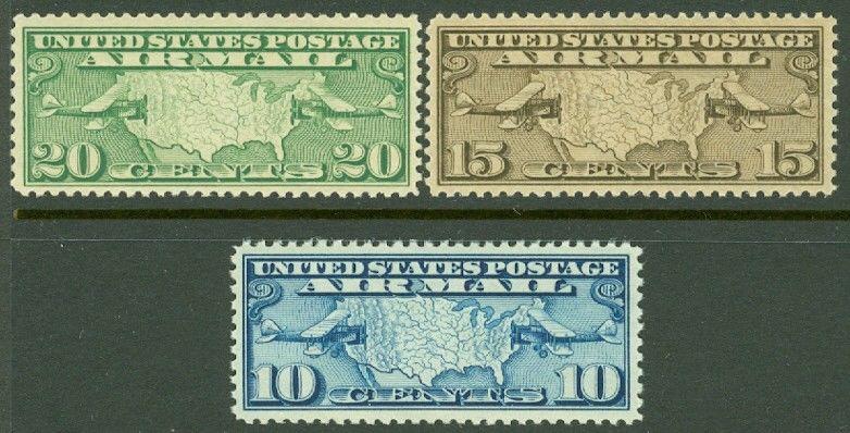 EDW1949SELL : USA 1926-27 Scott #C7-9 Very Fine-Extra Fine, Mint NH. Catalog $23