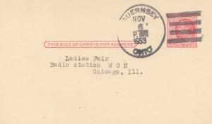 United States Ohio Guernsey 1953 4f-bar  1881-1985  Postal Card.