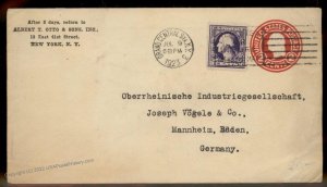 USA 1923 Upfranked Postal Stationery Baden Germany Cover 88912