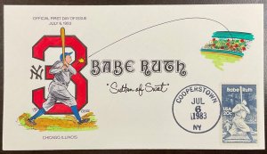 2046 Collins Hand Painted cachet Babe Ruth FDC 1983