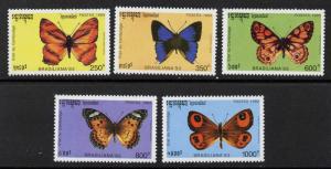 Cambodia 1278-82 MNH Butterflies