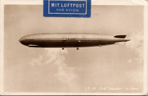1931 Vaduz Liechtenstein LZ 127 Graf Zeppelin RPPC Postcard Cover to Switzerland
