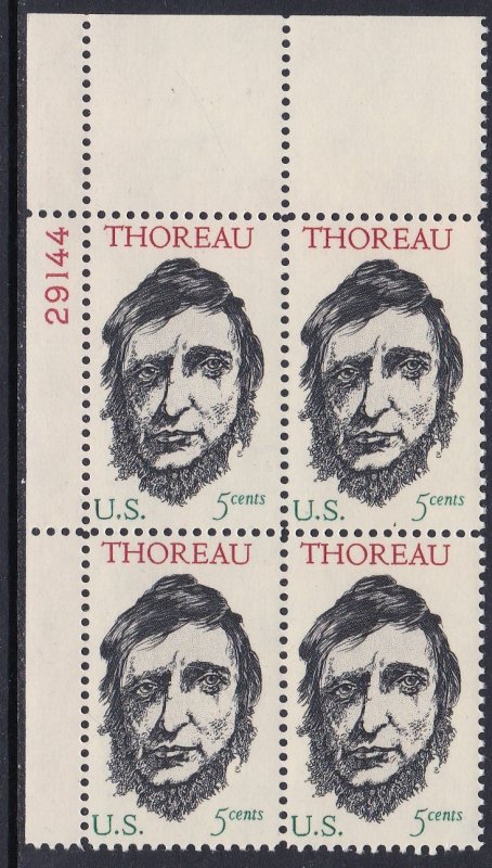 1327 Thoreau Plate Block MNH