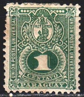 Paraguay. 1887. 18 of the series. 4th coat of arms, lion. MLH.