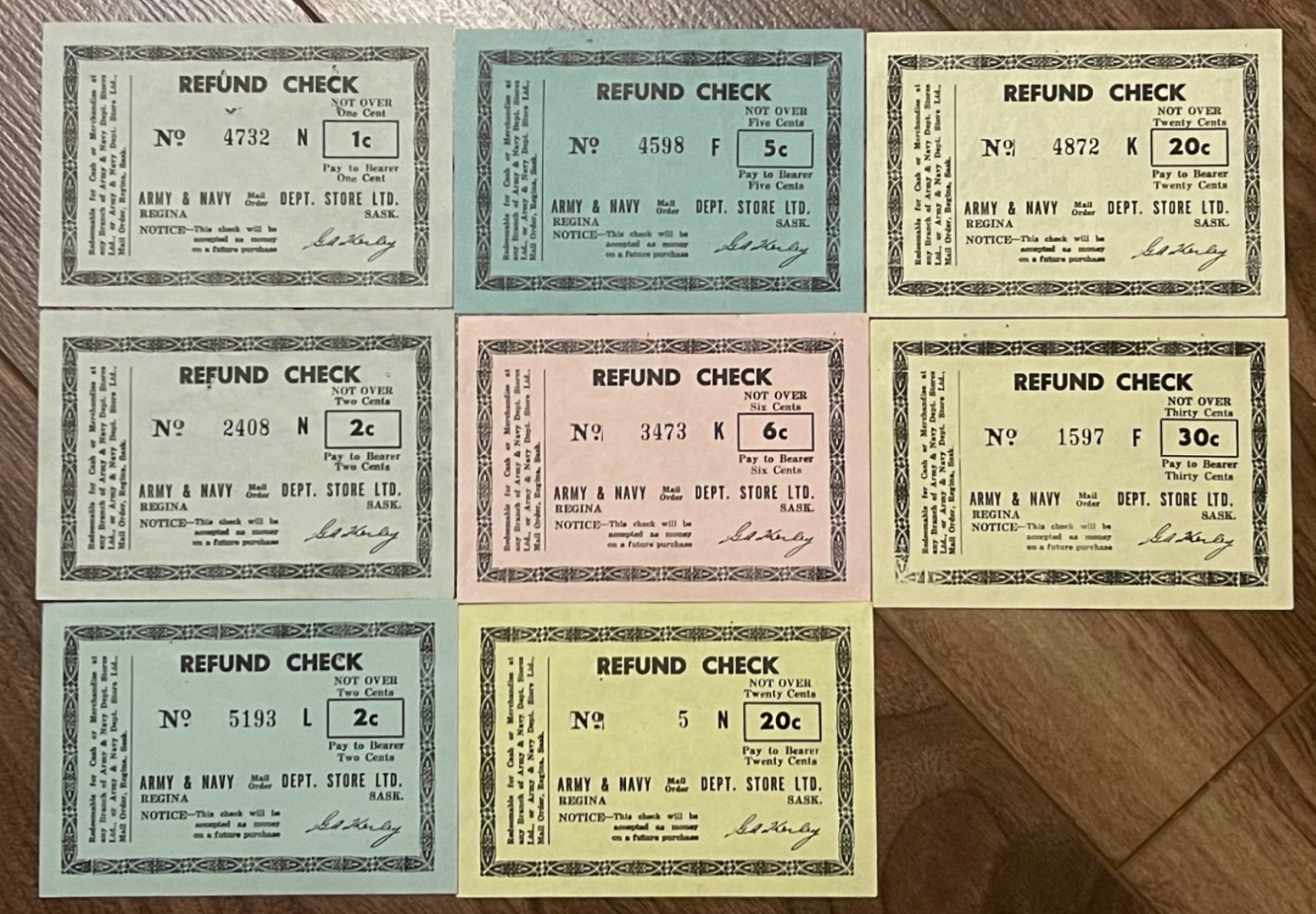 8 Collectable Army and Navy Department Store Refund Checks | Canada ...