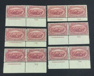 MOMEN: US STAMPS #286 PLATE IMPRINT PAIRS MINT OG H LOT #71014