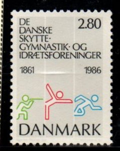 Denmark Sc 824 1986 Rifle Gymnastics Sports Club stamp mint NH