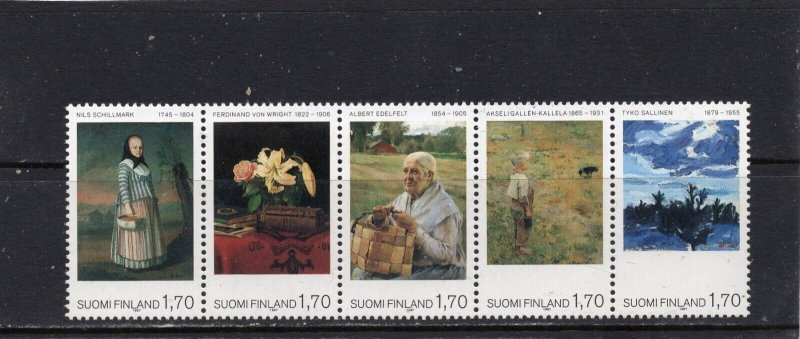 FINLAND 1987 PAINTINGS STRIP OF 5 STAMPS MNH
