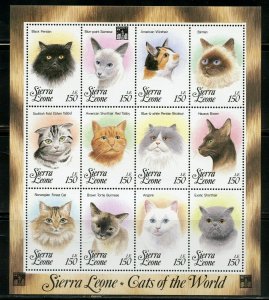 SIERRA LEONE CATS SET OF TWO SHEETS EACH CONTAINING  12 STAMPS   MINT NH