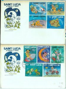 83847 - ST Lucia - Postal History - Set of 2 FDC COVERS - SPACE  Moon DISNEY