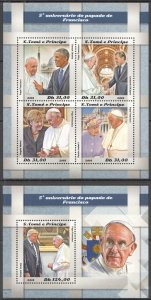 HM1160 2018 SAO TOME & PRINCIPE POPE FRANCIS TRUMP DI CAPRIO #8075-8+BL1464 MNH