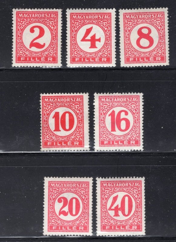 HUNGARY 1929 SCARCE POSTAGE DUE SET SCOTT J117-J123 PERFECT MNH