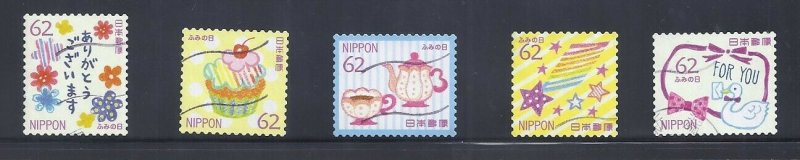 Japan 2017 62Y Letter Writing Day Complete Used Set Sc# 4126-4130