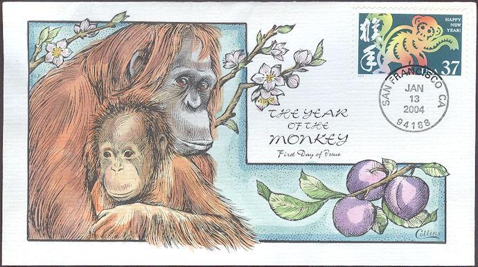 #3832 Year of the Monkey Collins FDC