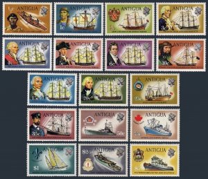 Antigua 241-257, MNH. Mi 230-246. 1970. Sailing Ships,Wr canoe, Navigators,Arms,