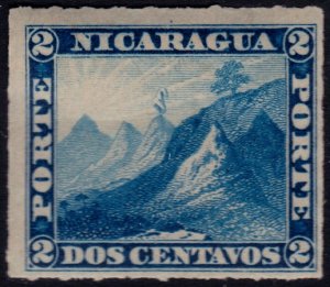✔️  NICARAGUA 1862/1892 - 2 CENTAVOS ROULETTED BLUE - TO IDENTIFY