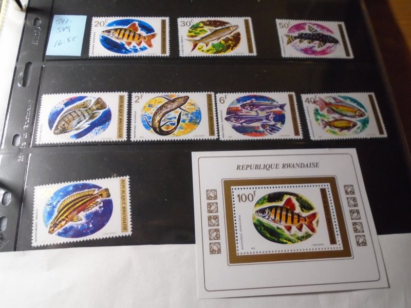 Rwanda  #  541-49  MNH  Fishes