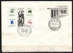 Hungary, Scott cat. 3119. Int`l Stamp Expos s/sheet. First day cover. ^