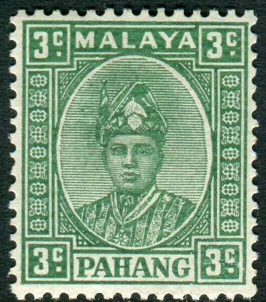 PAHANG-1941 3c Green (ordinary).  A lightly mounted mint example Sg 31