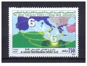 2008- Libya- Libye- Al Guaddafi Mediterranean Project 6+6/ Map- Comp.set 1vMNH**