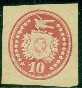 SWITZERLAND 1870's UNUSED 10c CUT SQUARE, GREAT PRICE!