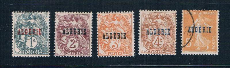 Algeria 1-5 MU France overprint 1924 (A0414)