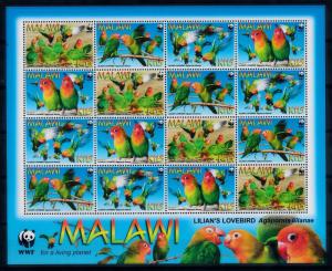 [66862] Malawi 2009 Birds Lovebird WWF Sheet MNH