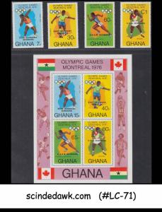 GHANA - 1976 OLYMPIC GAMES MONTREAL -Set of 1-M/S & 4-stamps - MNH