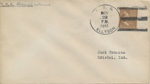 Naval cover USS Ellyson 11/29/1941 USS Aaron Ward corner