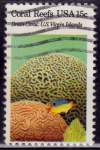United States, 1980, Coral Reef in U.S.Virgin Islnds, 15c, sc#1827, used