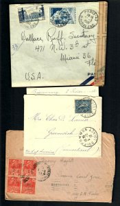 FR7 (6) Covers 1900+1 letter multiple stamps blk. of 4, 1949 Censored to U.S.A.