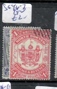 NORTH BORNEO 50C, $1  ARMS SG 46-47    CTO  VFU    P0311H