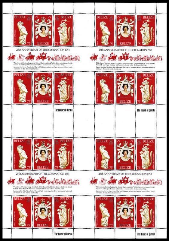 Belize Coronation uncut Printsheet MNH SG#464-466