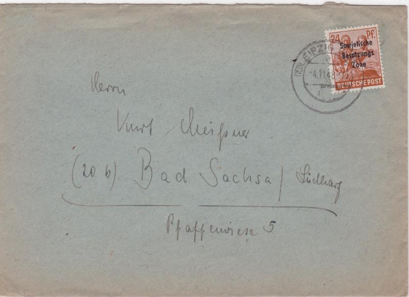 Germany Soviet Zone 1948 Leipzig to Bad Sachsa stamps cover  R20743