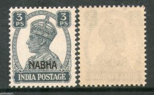 India NABHA State KG VI 3ps Postage SG 105 / Sc 100 MNH Fine