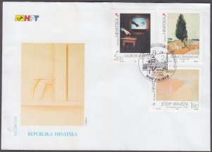 CROATIA Sc # 384-6 FDC - SET of 3 DIFF MODERN ART