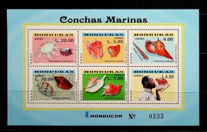 HONDURAS Sc C1174 NH SOUVENIR SHEET OF 2004 - SEA LIFE - SHELLS