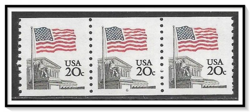 US #1895a Flag Over Supreme Court Strip Pl #6 MNH