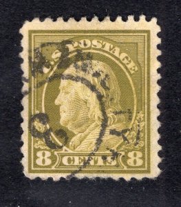 US 1917 8c olive bister Franklin, Scott 508 used, value = 65c