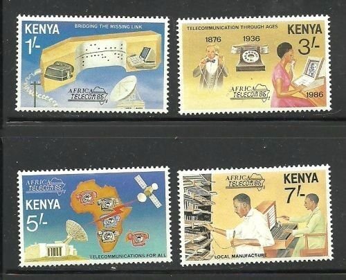 Album Treasures Kenya  Scott # 380-383  TELECOM '86 Mint VLH