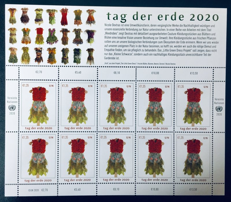 UN Vienna #660-661 0.85 &1.35 Euro Earth Day (2020). Two full sheets. MNH