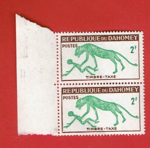 DAHOMEY SCOTT#J30 1963 2f PANTHER OVER MAN - PAIR -MNH