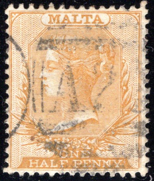 7 Malta, ½p Orange, wmk. 2, p.14, used, EF/XF